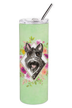 Load image into Gallery viewer, Scottish Terrier Green Flowers Double Walled Stainless Steel 20 oz Skinny Tumbler CK4374TBL20