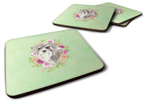 Load image into Gallery viewer, Schnauzer #1 Green Flowers Coasters - Set of 4 Lightweight Foam, Absorbent Drink Coasters  CK4375FC