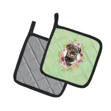Load image into Gallery viewer, Rottweiler Green Flowers Pot Holders - Set of 2 - Heat-Resistant Kitchen Essentials CK4377PTHD