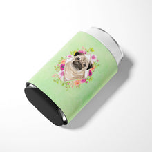 Load image into Gallery viewer, Fawn Pug Green Flowers Can or Bottle Hugger CK4378CC