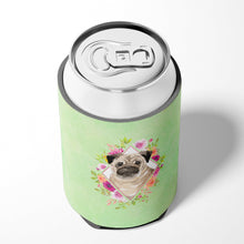 Load image into Gallery viewer, Fawn Pug Green Flowers Can or Bottle Hugger CK4378CC