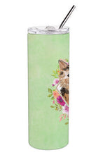 Load image into Gallery viewer, Norwich Terrier Green Flowers Double Walled Stainless Steel 20 oz Skinny Tumbler CK4380TBL20