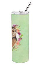 Load image into Gallery viewer, Norwich Terrier Green Flowers Double Walled Stainless Steel 20 oz Skinny Tumbler CK4380TBL20