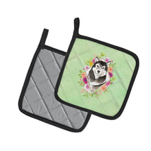 Load image into Gallery viewer, Alaskan Malamute Green Flowers Pot Holders - Set of 2 - Heat-Resistant Kitchen Essentials CK4384PTHD