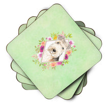 Load image into Gallery viewer, Lakeland Terrier Green Flowers Coasters - Set of 4 Lightweight Foam, Absorbent Drink Coasters  CK4386FC