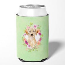 Load image into Gallery viewer, Yellow Lab Green Flowers Can or Bottle Hugger CK4387CC