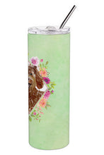 Load image into Gallery viewer, Labradoodle Green Flowers Double Walled Stainless Steel 20 oz Skinny Tumbler CK4388TBL20