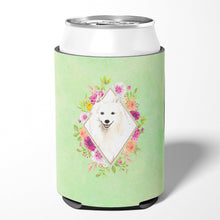 Load image into Gallery viewer, Japanese Spitz Green Flowers Can or Bottle Hugger CK4389CC