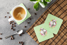 Load image into Gallery viewer, Italian Greyhound Green Flowers Coasters - Set of 4 Lightweight Foam, Absorbent Drink Coasters  CK4390FC