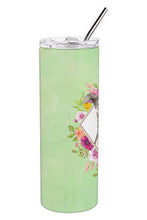 Load image into Gallery viewer, Italian Greyhound Green Flowers Double Walled Stainless Steel 20 oz Skinny Tumbler CK4390TBL20