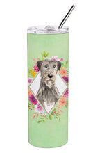 Load image into Gallery viewer, Irish Wolfhound Green Flowers Double Walled Stainless Steel 20 oz Skinny Tumbler CK4391TBL20