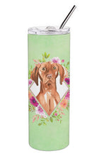 Load image into Gallery viewer, Vizsla Green Flowers Double Walled Stainless Steel 20 oz Skinny Tumbler CK4392TBL20