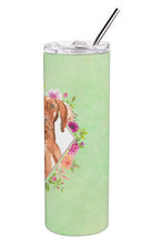 Load image into Gallery viewer, Vizsla Green Flowers Double Walled Stainless Steel 20 oz Skinny Tumbler CK4392TBL20