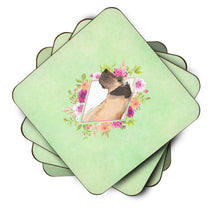 Load image into Gallery viewer, Fawn Great Dane Green Flowers Coasters - Set of 4 Lightweight Foam, Absorbent Drink Coasters  CK4394FC