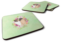 Load image into Gallery viewer, Fawn Great Dane Green Flowers Coasters - Set of 4 Lightweight Foam, Absorbent Drink Coasters  CK4394FC
