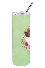 Load image into Gallery viewer, Fawn Great Dane Green Flowers Double Walled Stainless Steel 20 oz Skinny Tumbler CK4394TBL20