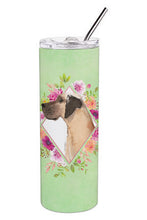 Load image into Gallery viewer, Fawn Great Dane Green Flowers Double Walled Stainless Steel 20 oz Skinny Tumbler CK4394TBL20
