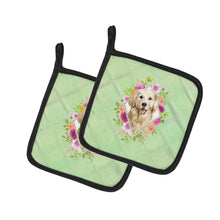 Load image into Gallery viewer, Golden Retriever Green Flowers Pot Holders - Set of 2 - Heat-Resistant Kitchen Essentials CK4395PTHD