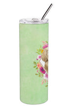 Load image into Gallery viewer, Golden Retriever Green Flowers Double Walled Stainless Steel 20 oz Skinny Tumbler CK4395TBL20