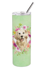 Load image into Gallery viewer, Golden Retriever Green Flowers Double Walled Stainless Steel 20 oz Skinny Tumbler CK4395TBL20