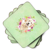 Load image into Gallery viewer, Goldendoodle Green Flowers Coasters - Set of 4 Lightweight Foam, Absorbent Drink Coasters  CK4396FC