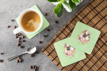 Load image into Gallery viewer, Fawn French Bulldog Green Flowers Coasters - Set of 4 Lightweight Foam, Absorbent Drink Coasters  CK4398FC