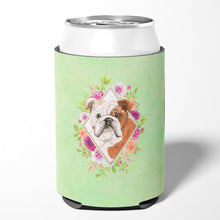 Load image into Gallery viewer, English Bulldog Green Flowers Can or Bottle Hugger CK4400CC