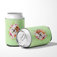 Load image into Gallery viewer, English Bulldog Green Flowers Can or Bottle Hugger CK4400CC