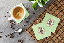 Load image into Gallery viewer, Doberman Pinsher Green Flowers Coasters - Set of 4 Lightweight Foam, Absorbent Drink Coasters  CK4401FC