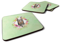 Load image into Gallery viewer, Doberman Pinsher Green Flowers Coasters - Set of 4 Lightweight Foam, Absorbent Drink Coasters  CK4401FC