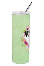 Load image into Gallery viewer, Dalmatian Green Flowers Double Walled Stainless Steel 20 oz Skinny Tumbler CK4402TBL20