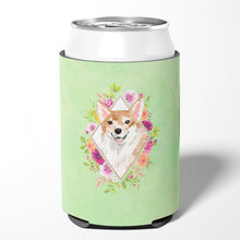 Load image into Gallery viewer, Corgi Green Flowers Can or Bottle Hugger CK4403CC
