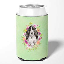Load image into Gallery viewer, Black Parti Cocker Spaniel Green Flowers Can or Bottle Hugger CK4404CC