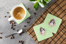 Load image into Gallery viewer, Black Parti Cocker Spaniel Green Flowers Coasters - Set of 4 Lightweight Foam, Absorbent Drink Coasters  CK4404FC