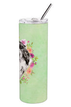 Load image into Gallery viewer, Black Parti Cocker Spaniel Green Flowers Double Walled Stainless Steel 20 oz Skinny Tumbler CK4404TBL20