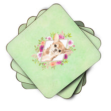 Load image into Gallery viewer, Chihuahua Green Flowers Coasters - Set of 4 Lightweight Foam, Absorbent Drink Coasters  CK4405FC