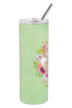 Load image into Gallery viewer, Champagne Cockapoo Green Flowers Double Walled Stainless Steel 20 oz Skinny Tumbler CK4406TBL20