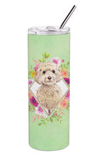 Load image into Gallery viewer, Champagne Cockapoo Green Flowers Double Walled Stainless Steel 20 oz Skinny Tumbler CK4406TBL20