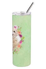 Load image into Gallery viewer, Champagne Cockapoo Green Flowers Double Walled Stainless Steel 20 oz Skinny Tumbler CK4406TBL20