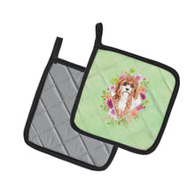Load image into Gallery viewer, Cavapoo Green Flowers Pot Holders - Set of 2 - Heat-Resistant Kitchen Essentials CK4407PTHD