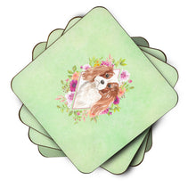 Load image into Gallery viewer, Blenheim Cavalier Spaniel Green Flowers Coasters - Set of 4 Lightweight Foam, Absorbent Drink Coasters  CK4408FC