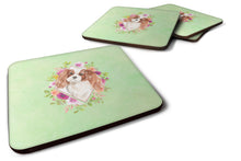 Load image into Gallery viewer, Blenheim Cavalier Spaniel Green Flowers Coasters - Set of 4 Lightweight Foam, Absorbent Drink Coasters  CK4408FC