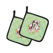 Load image into Gallery viewer, Catahoula Leopard Dog Green Flowers Pot Holders - Set of 2 - Heat-Resistant Kitchen Essentials CK4409PTHD
