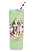 Load image into Gallery viewer, Catahoula Leopard Dog Green Flowers Double Walled Stainless Steel 20 oz Skinny Tumbler CK4409TBL20