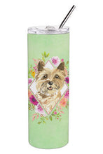 Load image into Gallery viewer, Cairn Terrier Green Flowers Double Walled Stainless Steel 20 oz Skinny Tumbler CK4410TBL20