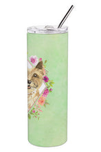 Load image into Gallery viewer, Cairn Terrier Green Flowers Double Walled Stainless Steel 20 oz Skinny Tumbler CK4410TBL20