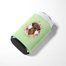 Load image into Gallery viewer, Chocolate Labrador Green Flowers Can or Bottle Hugger CK4411CC