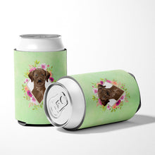 Load image into Gallery viewer, Chocolate Labrador Green Flowers Can or Bottle Hugger CK4411CC
