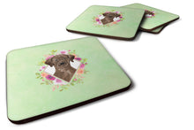 Load image into Gallery viewer, Chocolate Labrador Green Flowers Coasters - Set of 4 Lightweight Foam, Absorbent Drink Coasters  CK4411FC