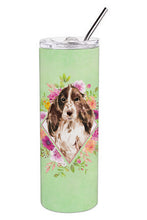 Load image into Gallery viewer, Brown Parti Cocker Spaniel Green Flowers Double Walled Stainless Steel 20 oz Skinny Tumbler CK4412TBL20